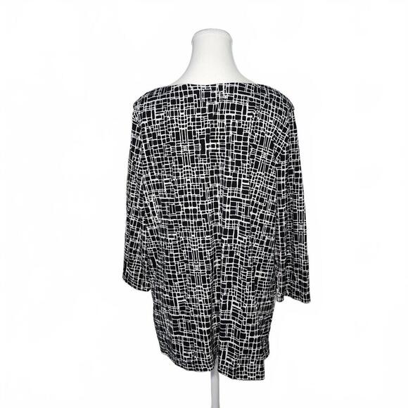Jones New York Signature Women's Black and White Patterned Top XXL - Picture 2 of 7